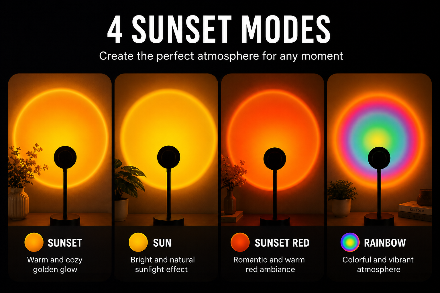 GoldenHour Sunset Projector - 4 Sunset Modes