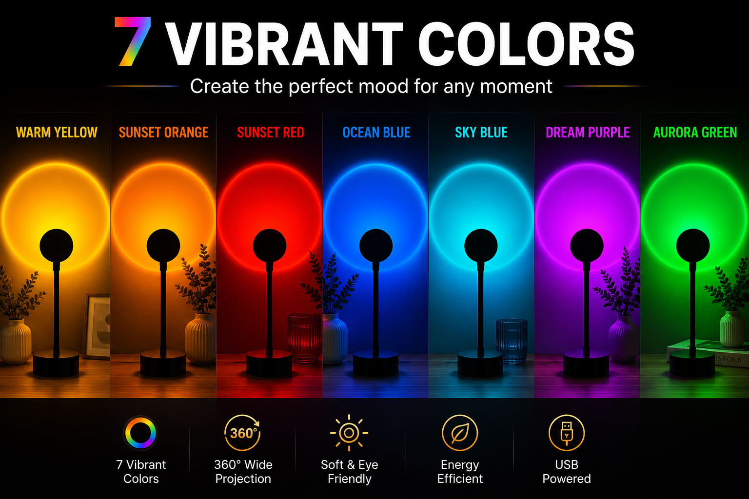 GoldenHour Sunset Projector - 7 Vibrant Colors banner