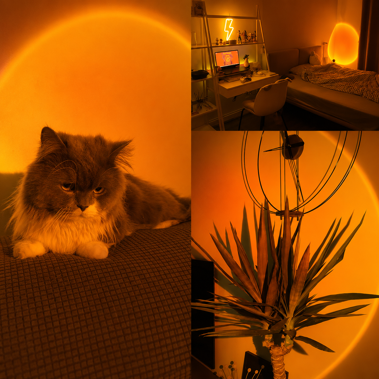GoldenHour Sunset Projector - Lifestyle collage bedroom